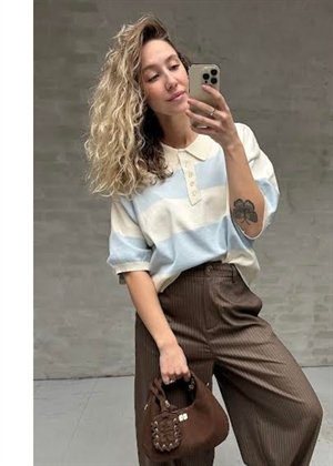 Maia ss polo bluse Blue Finch Striped Gestuz 